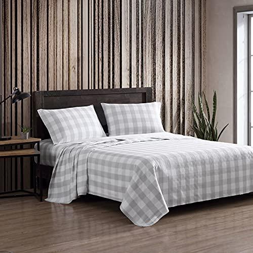 Eddie Bauer - Flannel Sheets Twin Size, Anti-Pilling & Wrinkle Resistant Cotton, Touchably Soft for All-Season Comfort - Bed Sheets with Matching Pillowcases & Fitted Sheet (Lakehouse Plaid)