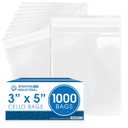 3" X 5" Self-Sealing Cellophane Bags (1000 Count) Clear Cookie Bags With Seal for Decorated Cookies, Macarons, Small Candy, Treats - Resealable Adhesive Flap, Reinforced Sides - Spartan Industrial