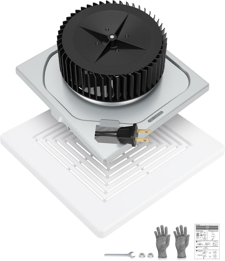 696N-R02 B Unit Bathroom Exhaust Fan Replacement 70 CFM 3.0 Sone Quiet Bathroom Fan Motor & Cover Kit, Fan Motor Replacement Fit 663-G/J/H, 670-G/J/H, 671-G/J/H, 688-G/J/H/K, 689-G/J/K, S97012026