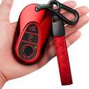 Sindeda for Mercedes Benz Key Fob Cover with Keychain Soft Full Protection Key Shell Key Case Compatible with Mercedes Benz 2020-2025 Mercedes Benz S-Class G-Class E-Class (Red)