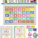 Carson Dellosa Creatively Inspired 118 pc Set Classroom Calendar, Monthly Headers, Birthdays, Number Cover Ups, Seasons, Weather, Days of The Week Chart, Rainbow, Plant, Boho Decor for Bulletin Board