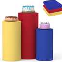 Cylinder Covers Set of 3, Cylinder Stand Covers for Parties,Round Pedestal Stand Covers for Cylinder Stands for Wedding Party Birthday Display(Cylinder Stands Not Included) (Blue Yellow Red, L+XL+XXL)