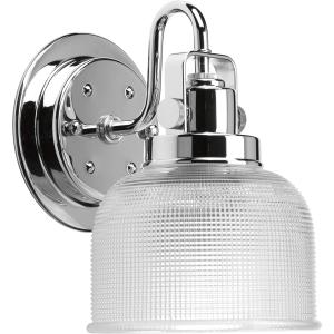 Progress Lighting P2989-15 Archie Collection Clear Double Prismatic Glass Coastal Bath Vanity, 1-Light, Polished Chrome
