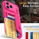 Oterkin for iPhone 17 Pro Wallet Case [4-5 Card Holder] [Kickstand] [RFID Blocking] [Full Camera Protection] [Military Grade Protection] Shockproof Rugged Phone Case for iPhone 17 Pro, Hot Pink