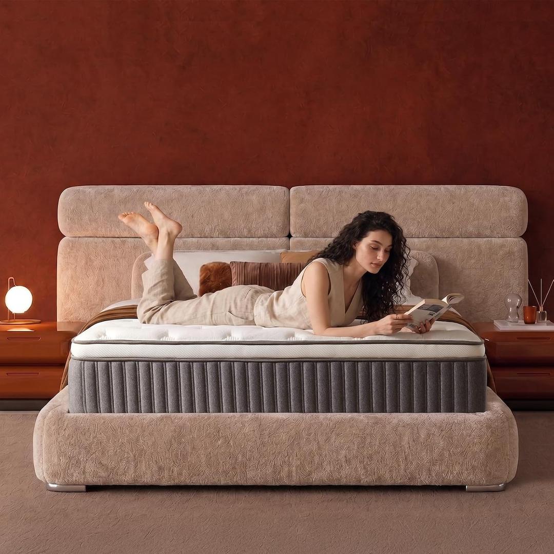 Queen Mattress 12 Inch, Memory Foam Hybrid, Medium Firm | Individual Pocket Spring, Motion Isolation & Lumbar Support, Pressure Relief, Fiberglass-Free