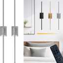 Battery Operated Wireless Wall Sconce - Modern Rechargeable Led Sconces in Black Gold Silver - Bedroom Decor Lights Set of 2 - Long Indoor Living Room Bathroom Remote Wall Light