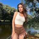 OQQ Women's 3 Piece Crop Tank Shirt Ribbed Seamless Workout Sleeveless Racerback, Black Haze Blue Beige, Small (S)