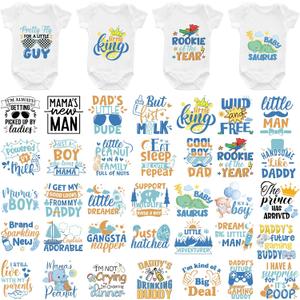 36 Sheets Baby Shower Games Iron on Transfers for T-Shirts, Cute Baby Boy DTF Transfers Ready to Press Heat Transfers Vinyl, Iron on Patches Decals for Baby Clothes Bibs Bodysuit DIY Crafts