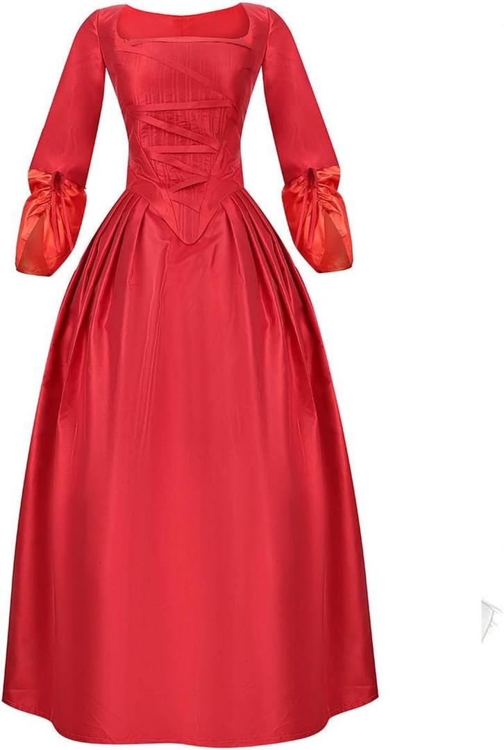 Yejue Royal Colonial Girl Child Princess Costume Hamilton Show Cosplay Medieval Victorian Stage Dress (X-Large, Red Version)