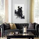 HQLLingArt Bushido Poster Japanese Samurai Canvas Wall Art for Living Room Bedroom - Japanese Artwork Samurai Picture Framed Ready to Hang(18''W x 24''H)
