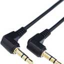 2 x Stereo Audio Cable, 90 Degree Angled 3.5mm 3Pole TRS Male to Male Stereo Audio Extension Cable for Phone Laptops MP3 Table PC and More(2pcs) (3pole M Bend/M Bend)