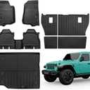for 2018-2025 2026 Jeep Wrangler JL 4 Door Floor Mats Trunk Cargo Liner Backrest Mat Set All Weather TPE Rubber Protection Mat Wrangler Accessories (for 2018-2026 Jeep Wrangler JL 4 Door Full Set)