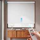 Motorized Blinds with Remote, 100% Blackout Electric Blinds, Smart Shades for Alexa/Google/Homekit, Automatic Window Roller Shades for Bedroom(LumenGeo-Jacquard White, 36" W x 72" H)