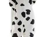Snug Fit Unisex Adult Onesie Pajamas, Flannel Cosplay Animal One Piece Halloween Costume Sleepwear Homewear (Cow, XS) 