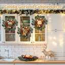 Brown 4 Pcs 9" Mini Christmas Wreaths for Kitchen Cabinet Small Christmas Table Centerpieces Mini Candle Ring Hanging Garland Wreaths for Xmas Front Door Kitchen Cabinet Window Table Decor