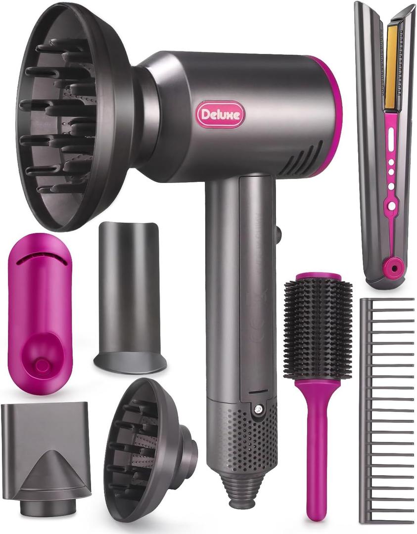 Hair Salon Toys for Girls, Beauty Salon Playset for Girls, Kids Pretend Hair Blow Dryer Styling Kits Curling Iron Dresser Barber Playset for Little Girl Toddlers with Sound