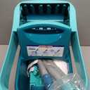 Leifheit Floor Cleaning Profi XL Mop and Bucket Set 42 cm Microfibre Mop for Large Floors with 360 Joint, Foot-Pedal Wringing System, Heavy Duty 8 L Bucket, Easy Moist or Wet Cleaning, Turquoise | Bucket wringer on wheels, foot wringing system, 2 Micro Duo covers washable at 140C, 360, cleaning set for all floors