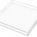 2020 inches Oversized Clear Acrylic Ottoman Tray Extra Large Decorative Tray Spill-Proof Serving Trays with Handles King-Size Safe Edge Organizer for Coffee Table Countertop Breakfast