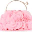 Women Floral Clutch Purses Satin Flower Evening Bag Party Prom Handbags