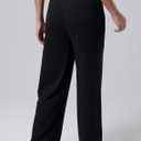 Liberty Pro Womens High-Waisted Ankle-Length Lounge Pants, 26 Inseam Wide Leg Drawstring Casual Bottoms with Pockets (Black, M)