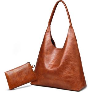 Hobo Bags for Women Retro Vegan Leather Slouchy Tote Shoulder Purses Handbag with A Small Purse