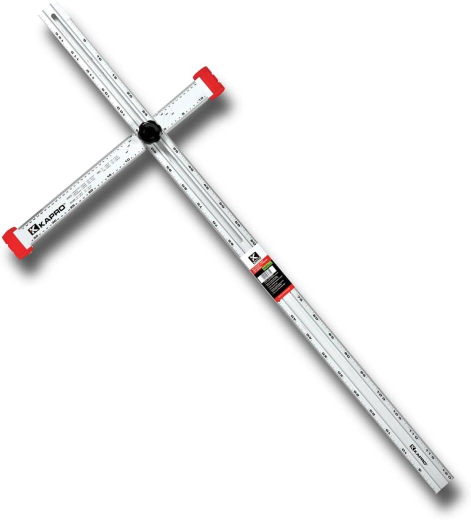 Kapro - 317 Adjustable Drywall T-Square Tool - Aluminum - for Layout and Marking - Features Sliding Head and Dual Directional Printed Scale - 48 Inch