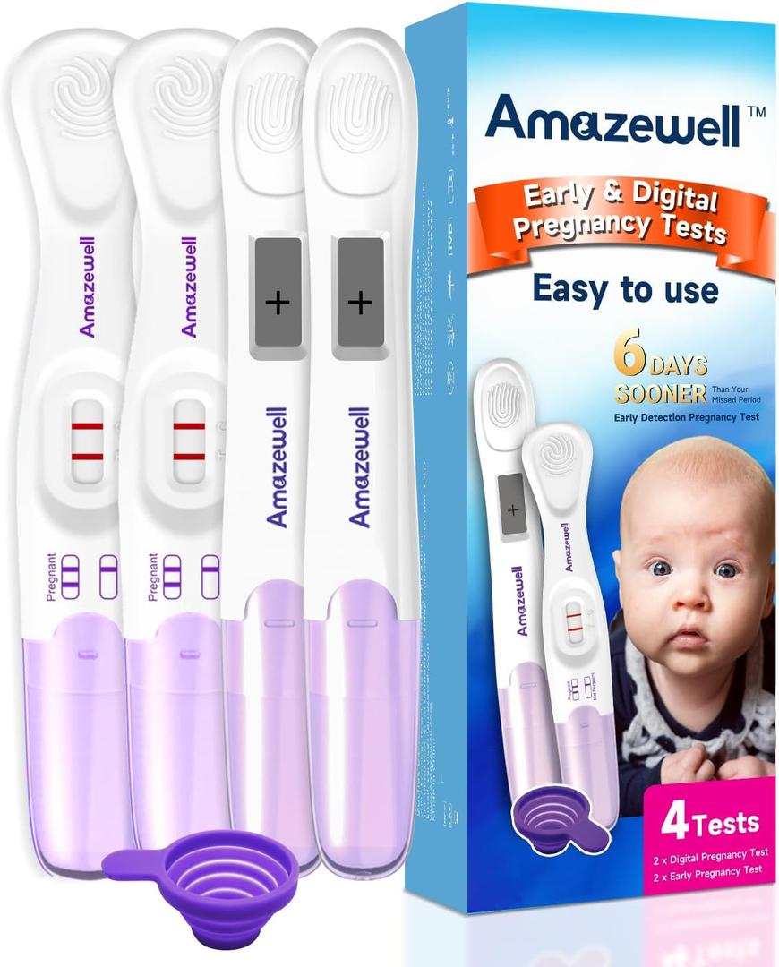 Early Pregnancy Test Kit,Digital Pregnancy Test with Cup at Home,4 Tests (2 Digital+2 Early+1 Urine Cup)