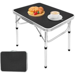 Camp Field Aluminum Folding Small Table, Adjustable Height Lightweight Portable Camping Table for Picnic Beach Outdoor Indoor (Small) (BlackB)