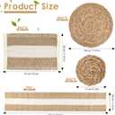 Boho Placemats Set of 6,Table Runner with Matching Round Woven Placemats,Macrame Table Decor Farmhouse Style Natural Burlap Cotton Placemats for Kitchen and Dining Table Centerpiece Home Decorations