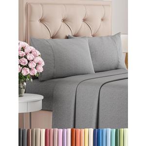 Queen Size 4 Piece Sheet Set - Comfy Breathable & Cooling Bed Sheets Set - Hotel Luxury Bedding for Women, Men, Kids, Teens, Boys & Girls - Deep Pockets, Soft & Wrinkle Free - Grey (Heathered Sheets)