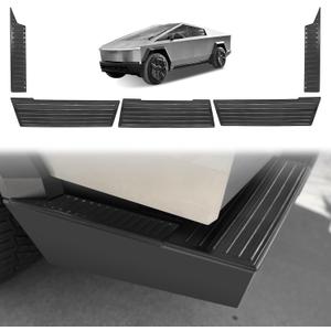 BestEvMod Metal Rear Bumper Tailgate Protector Cover Fit for Tesla Cybertruck 2026 2025 2024 Truck Bed Tailgate Step Truck Sill Molding Cap Protective Trim Stainless Steel(Carbon Fiber Pattern)