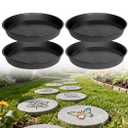 8 Pcs Stepping Stone Mold, Round Plastic Paver Molds for Concrete, Dia 15.1in/ 1.53 in Depth Cement Black Tray, Reusable DIY Form for Paving Garden Path, Walkway, Patio, Outdoor Landscaping