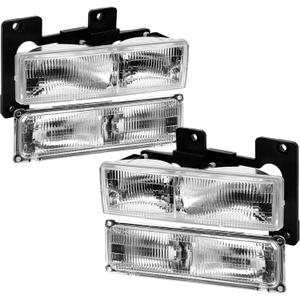 Headlights w/Bumper Lights Assembly compatible with 1994-1999 Chevy GMC C/K Silverado 1500 2500 3500 Suburban Yukon,Replace GM2520128 GM2521128