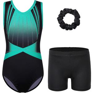 BAOHULU Girls Gymnastics Leotards with Active Shorts Sparkly Tank Biketards Toddler Kids Dance Practice Outfit (9-10 Years, Diamond Blackgreen Set) BAOHULU Girls Gymnastics Leotards with Active Shorts Sparkly Tank Biketards Toddler Kids Dance Practice Outfit (9-10 Years, Diamond Blackgreen Set)