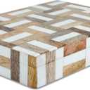 Handicrafts Home White Decorative Storage Box with Lid Wooden Desk Organizer Box Office Storage Box for Workspace Desk Decor Organizer  Resin Inlay Marquet Chase Collection - 6x8x1.5