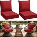 Patelai 4 Pcs Outdoor Deep Seating Cushions for Patio Furniture 24 x 24 Inch Waterproof Fade Resistant Patio Furniture Back Pads and Chair Cushions Replacement for Pool Yard Garden Couch (Red)