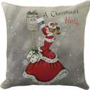 Vintage Christmas Throw Pillow Cover 18x18  Retro Girl Mailbox Holiday Cushion Case with Snowflakes and Gifts  Classic Decorative Farmhouse Accent for Couch or Living Room Decor