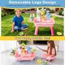 2026 Upgraded Water Table for Toddlers 1-3, Kids Mini Play Sink Toys with Running Water & Electric Pump, Kitchen Sink Sensory Toy, Fishing Game Outdoor Water Play Table for Kids Ages 4-8, Pink