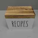 Dahey Wooden Recipe Box White Recipe Organizer with 100 Recipe Cards and 6 Dividers, Recipe Card Holder Box Set with Lid and Slots to Write in Your Own Recipes for Cooking Lover Kitchen, 6.9''x4.3''