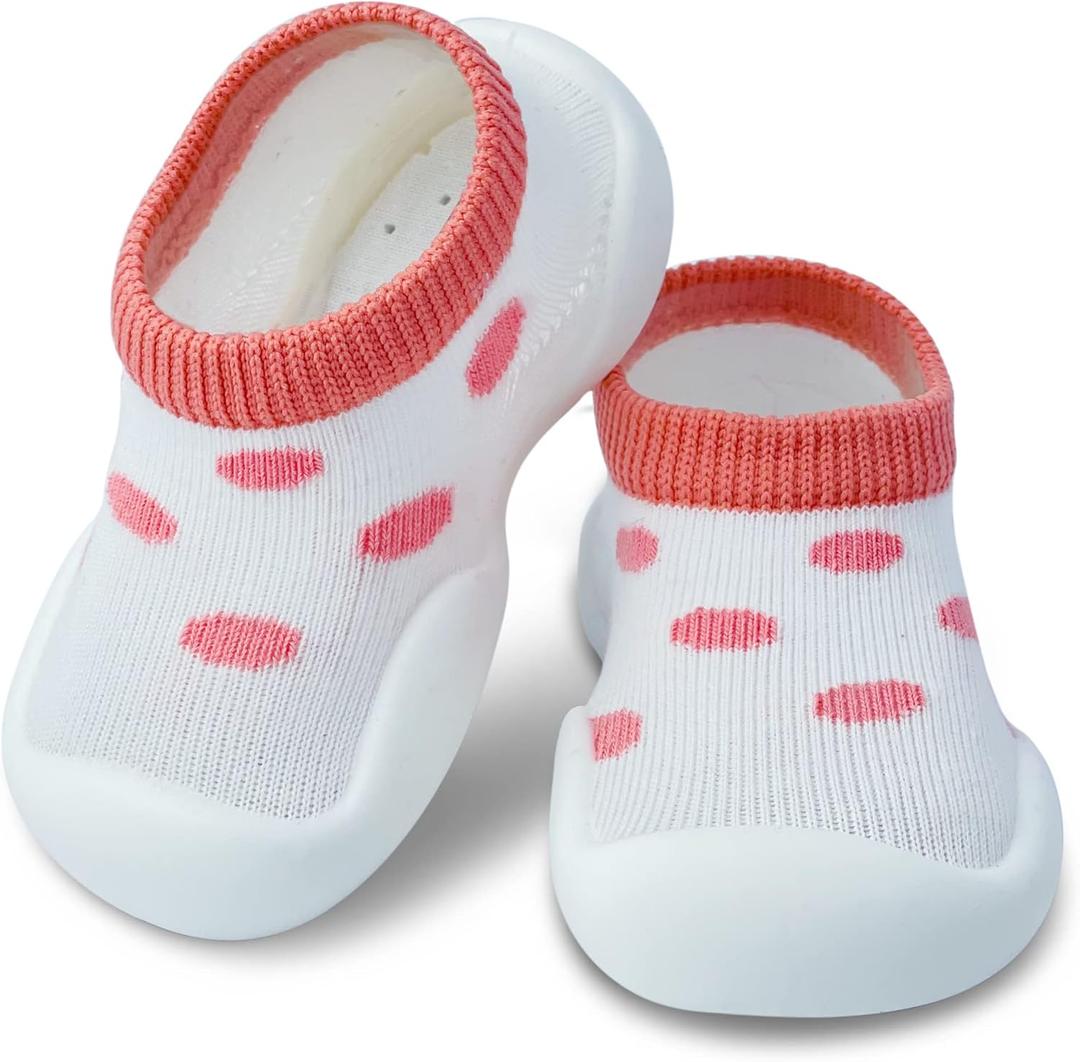 Baby Shoes Boys Girls First Walking Shoes Non Slip Soft Sole Sneakers Toddler Infant Babygirl Sock Shoes (12-18 Months Toddler, A1-pinkleopard)