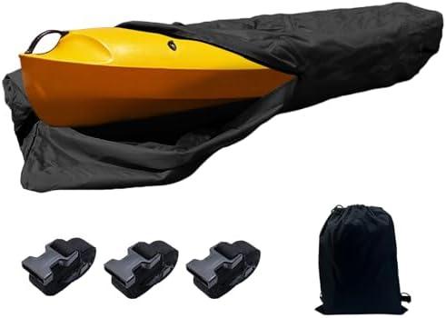 Chinflly Kayak Cover,Black Canoe Cover Full Wrap Thickened Waterproof Kayak Cover for Outdoor Kayak/Canoe/Paddle Board,Boat Accessories fit for 10ft Long Kayak