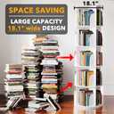 SpaceAid 5 Tier Rotating Bookshelf Tower, Spinning Bookcase Lazy Susan, Revolving 360 Book Shelf Storage Round Carousel, Vertical Rotate Turning Spiral Corner Organizer, White