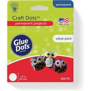 Glue Dots, Craft Dots Value Pack, Double-Sided, 1/2", .5 Inch, 600 Dots, DIY Craft Glue Tape, Sticky Adhesive Glue Points, Liquid Hot Glue Alternative, Clear