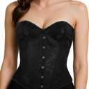 KIMIKAL Corset Tops for Women, Bustier Lace Top Corsets Belt, Plus Size Faja Waist Cincher Bodysuit Overbust Lingerie (Black, XXXL)