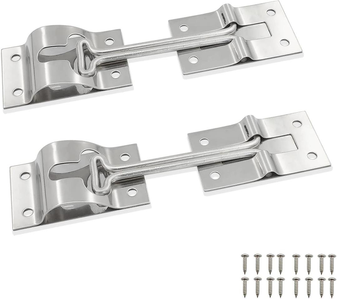 ESUDNT Stainless Steel Rv Door Holder Latch Catch for Trailer,Camper,Cargo,Truck(2 Pack, 4 Inch, Come with Screws)