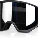 EXP VISION Ski/Snowboard Goggles for Men Women, OTG Snow Goggles Anti Fog UV Protection (Black Frame Sliver)