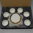 Coffee Cup Set of 6 with Saucers, 3.5 OZ Ceramic Espresso Cups Set, Gold Trim Turkish Coffee Cup Gift for Cappuccino, Latte, Cafe Mocha and Tea, Dishwasher & Microwave Safe(Gold Rim)