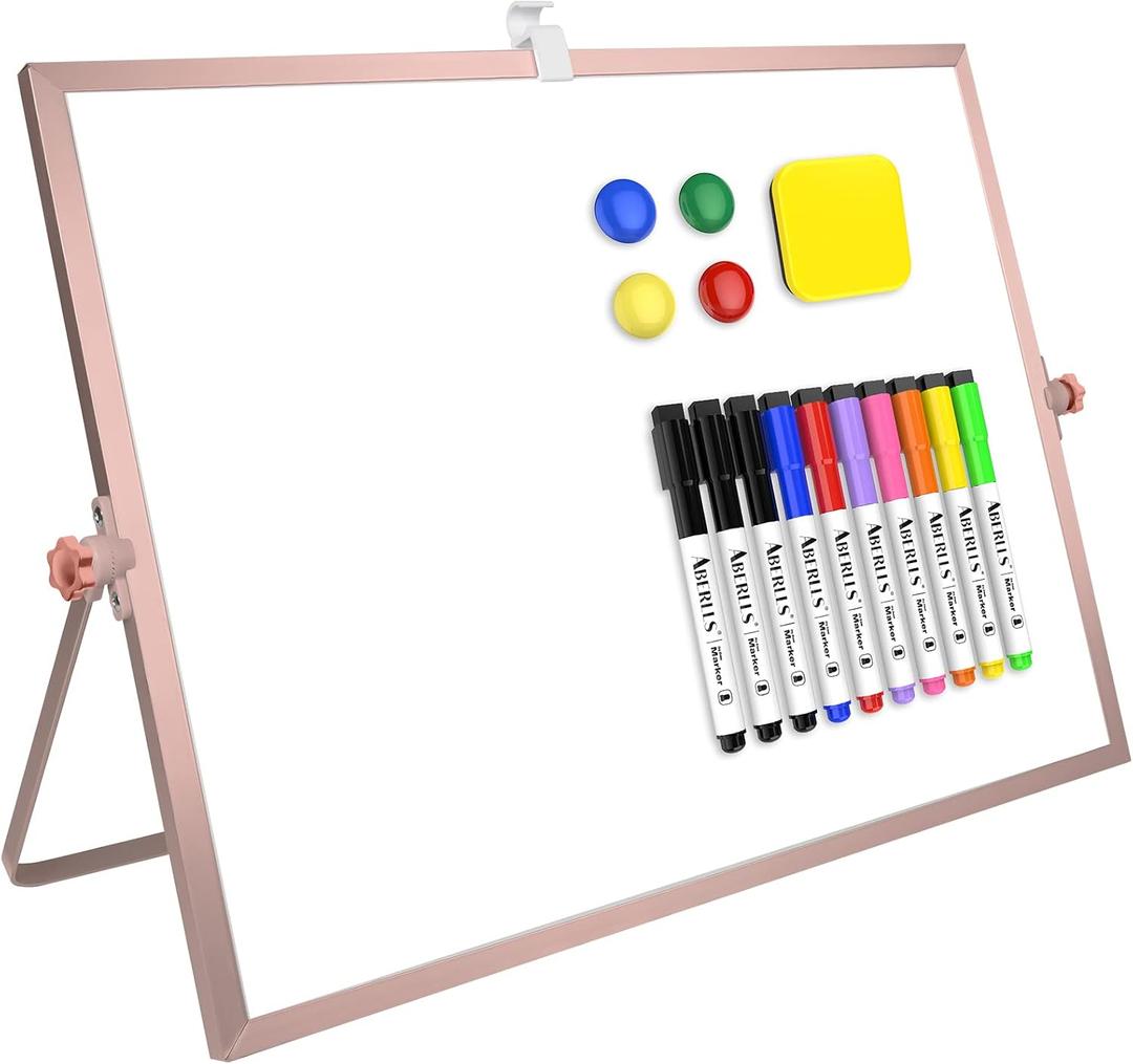 Magnetic Dry Erase White Board with Stand, 16" x 12" Desktop White Board