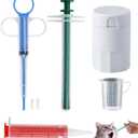 Cat Pill Shooter 5-in-1 Kit, Pet Pill Cutter and Crusher for Cats and Dogs, Dog Tablet Soft Tip Syringe and Medical Feeding Liquid Dispenser Tool with Plastic Measuring Cup 100ml