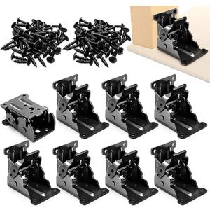 WUWEOT 8 Pack Table Leg Folding Brackets, Self-Locking Hinge Hardware with Screws, Extension Collapsible Shelf Bracket Support for Bed Leg, Wall Shelf, Saving Space